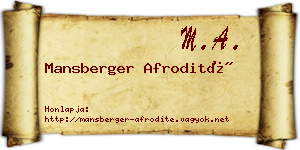 Mansberger Afrodité névjegykártya